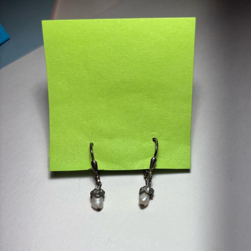 Delicate Small Pearl Dangle Earrings